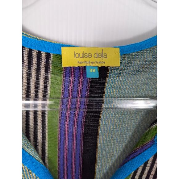 VTG Y2K Striped Metallic Knit Collar Sheer Sweater Retro Festival Top SZ 38 SEE - Picture 5 of 9